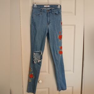 Vibrant M.I.U. Floral Cotton Blend Jeans Size 7/27